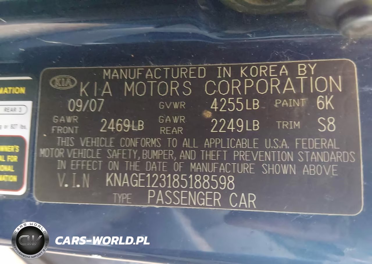 2008 Kia Optima Lx VIN:KNAGE123185188598 - 9
