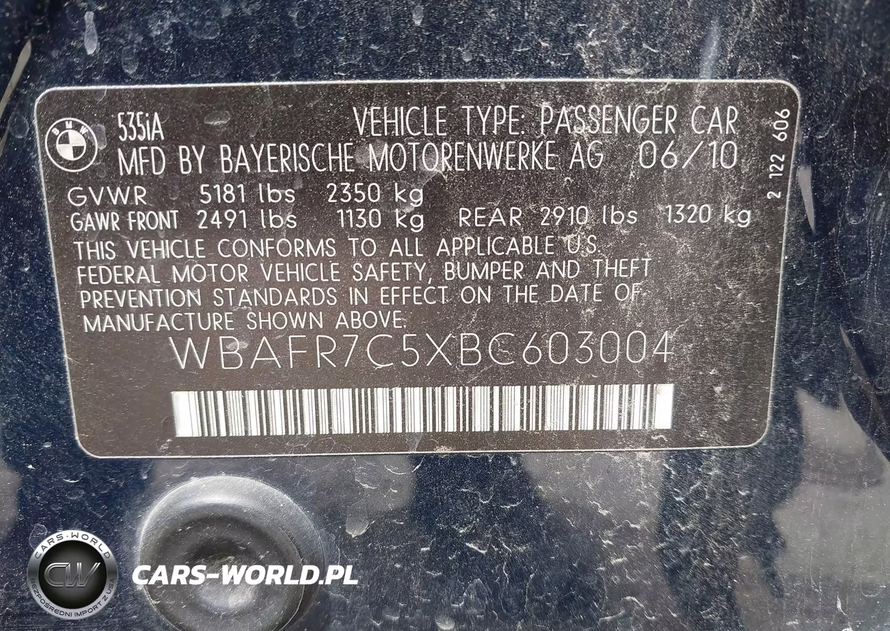 2011 BMW 535I VIN:WBAFR7C5XBC603004 - 9