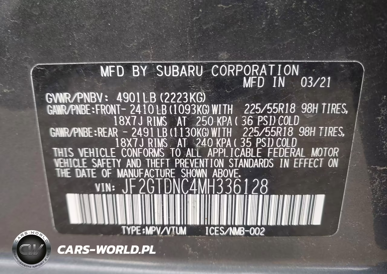2021 Subaru Crosstrek Hybrid VIN:JF2GTDNC4MH336128 - 9