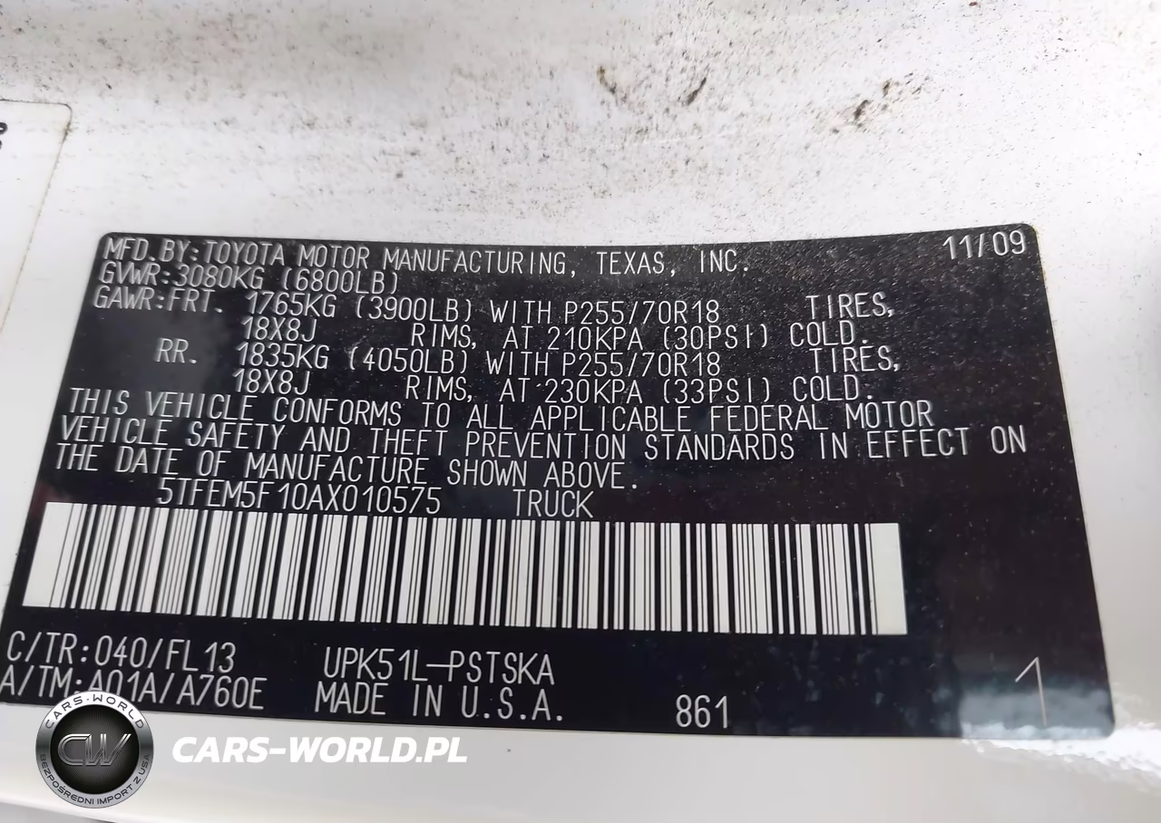 2010 Toyota Tundra Grade 4.6L V8 VIN:5TFEM5F10AX010575 - 9