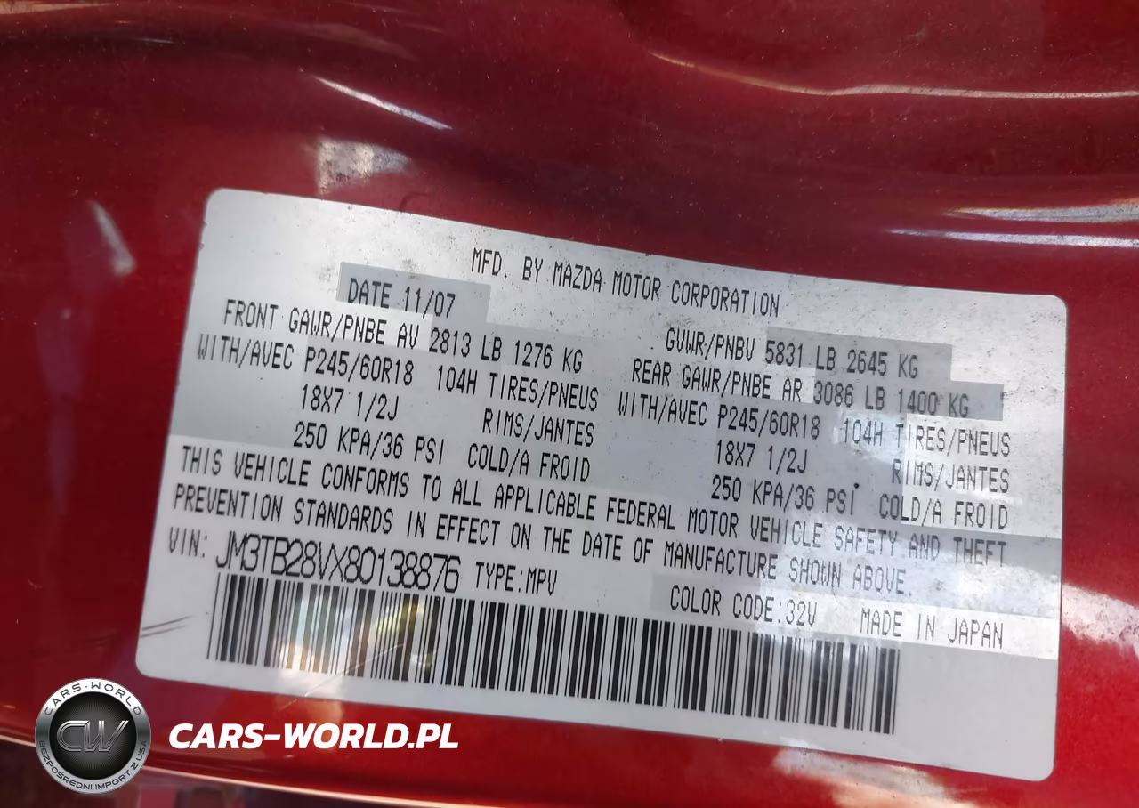 2008 Mazda Cx-9 Sport VIN:JM3TB28VX80138876 - 9