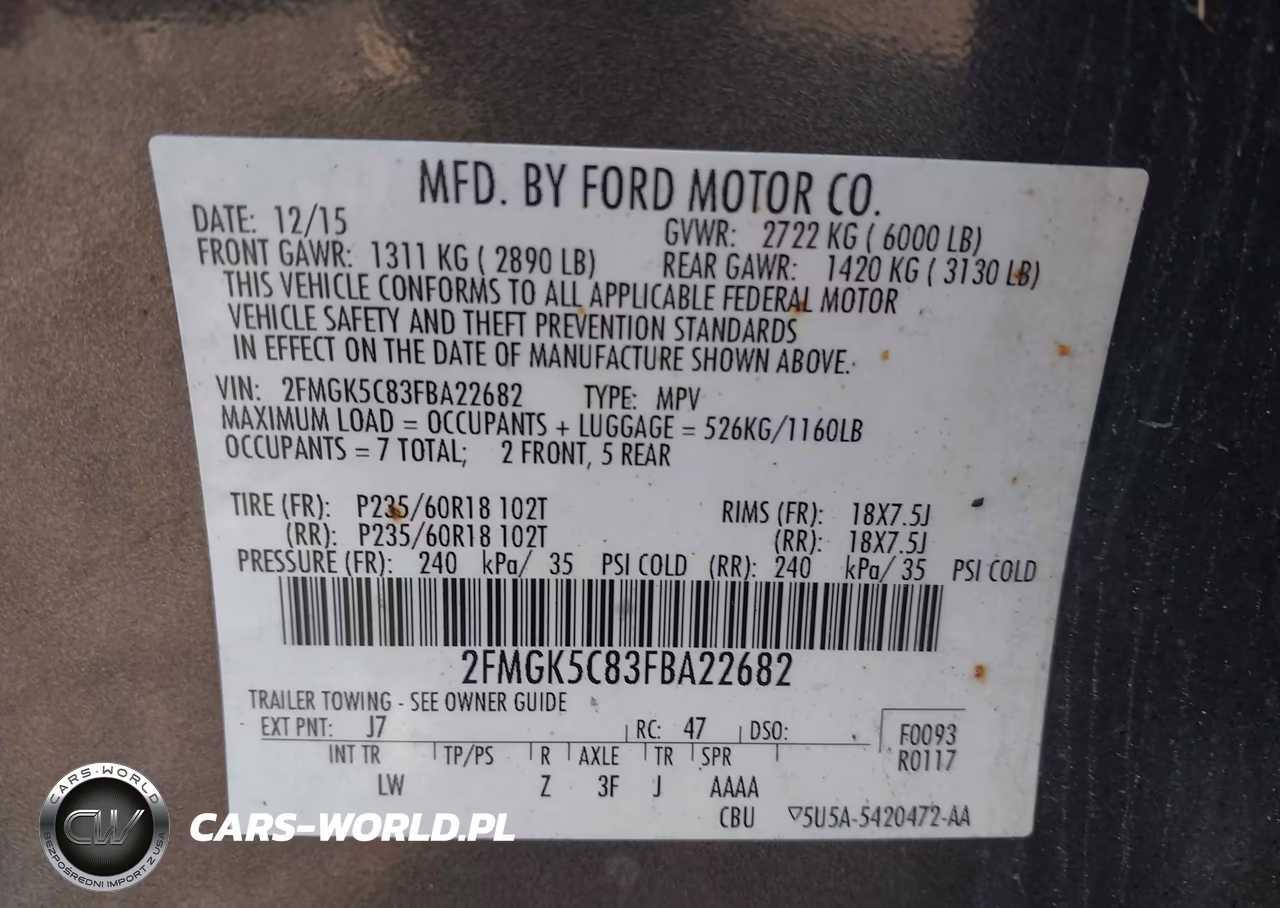 2015 Ford Flex Sel VIN:2FMGK5C83FBA22682 - 9