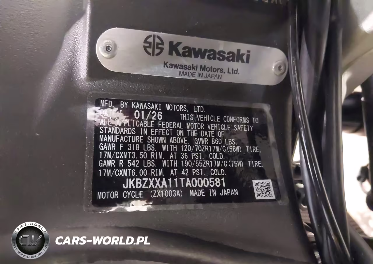 2026 Kawasaki Zx1000-R VIN:JKBZXXA11TA000581 - 10