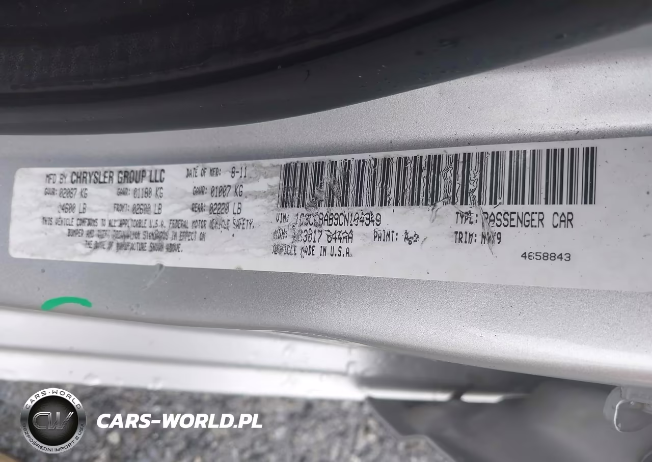 2012 Chrysler 200 Lx VIN:1C3CCBAB9CN104949 - 9