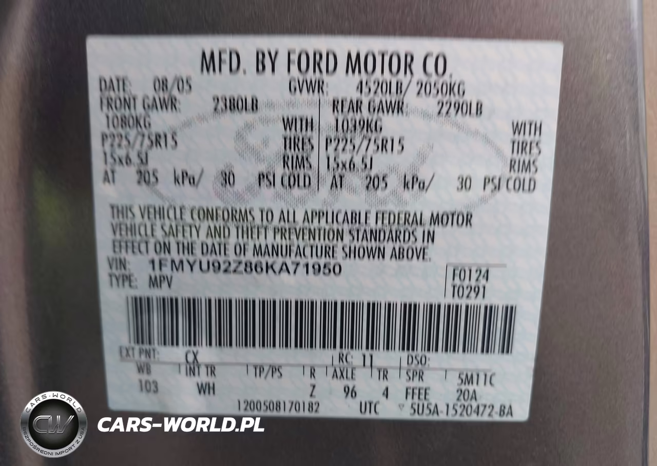 2006 Ford Escape Xls-Xls Manual VIN:1FMYU92Z86KA71950 - 9