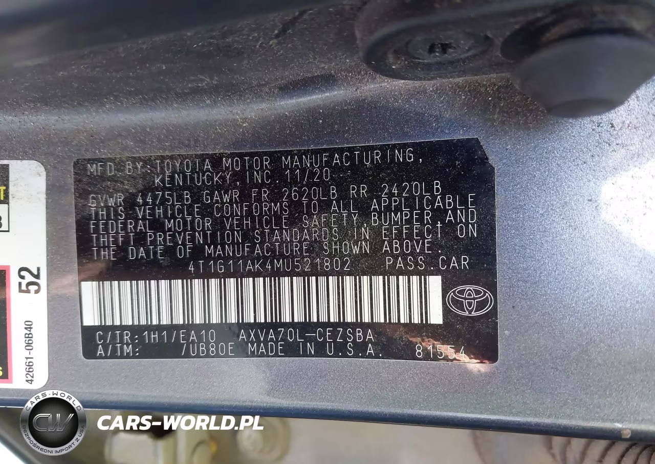 2021 Toyota Camry Se VIN:4T1G11AK4MU521802 - 9