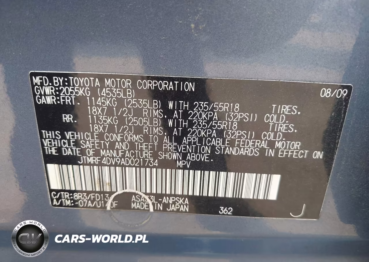 2010 Toyota Rav4 Sport VIN:JTMRF4DV9AD021734 - 9