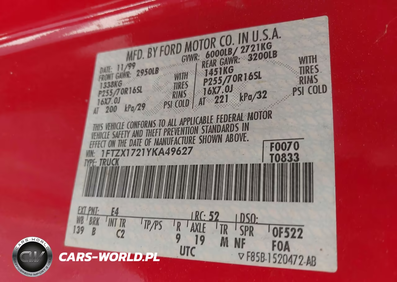 2000 Ford F-150 Work Series-Xl-Xlt VIN:1FTZX1721YKA49627 - 9