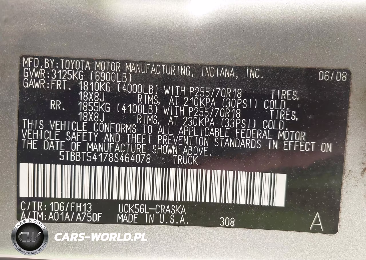 2008 Toyota Tundra Base 4.7L V8 VIN:5TBBT54178S464078 - 9