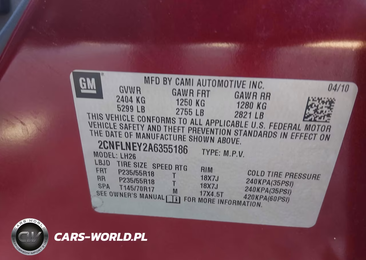 2010 Chevrolet Equinox Lt VIN:2CNFLNEY2A6355186 - 9