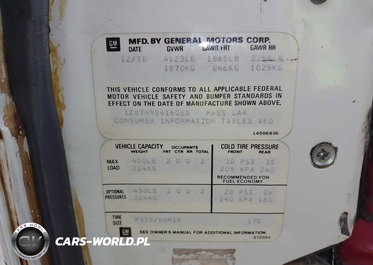1979 Chev Corvette VIN:00001Z8749S416068 - 9