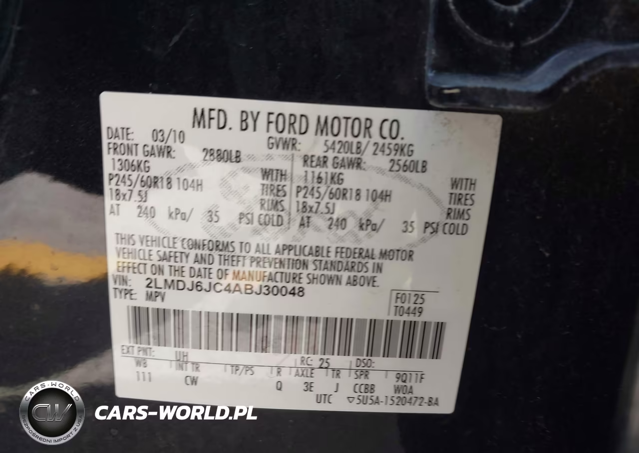 2010 Lincoln Mkx VIN:2LMDJ6JC4ABJ30048 - 9