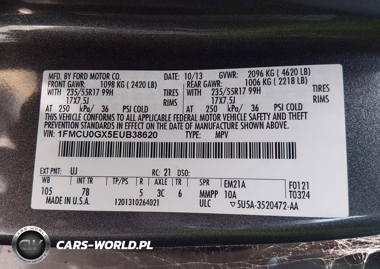 2014 Ford Escape Se VIN:1FMCU0GX5EUB38620 - 9