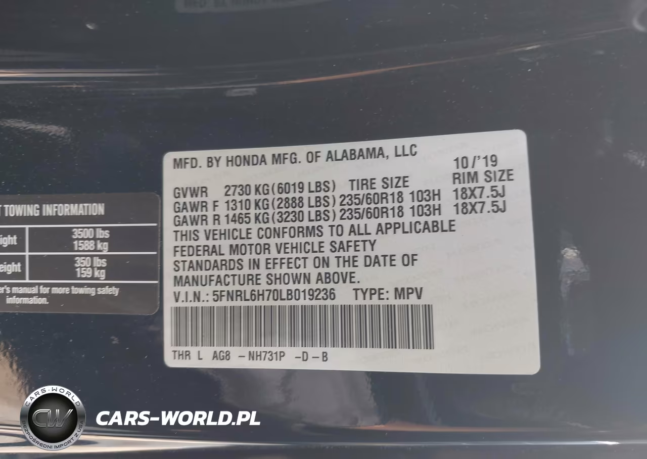 2020 Honda Odyssey Ex-L-Ex-L W-Navi Res VIN:5FNRL6H70LB019236 - 9