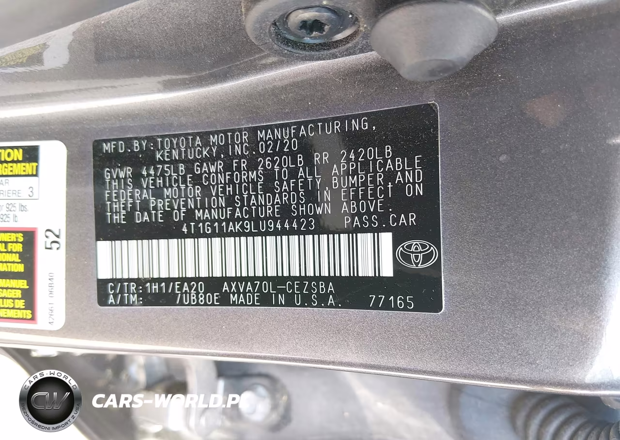 2020 Toyota Camry Se VIN:4T1G11AK9LU944423 - 9