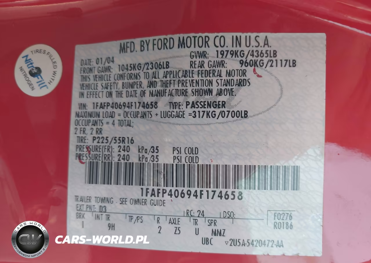 2004 Ford Mustang VIN:1FAFP40694F174658 - 9