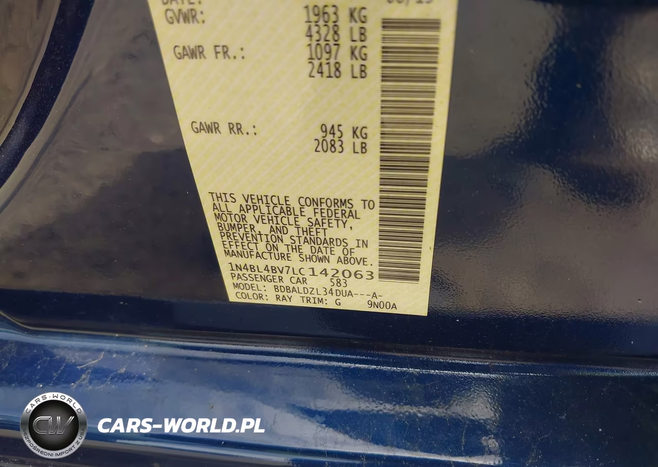 2020 Nissan Altima S Fwd VIN:1N4BL4BV7LC142063 - 9