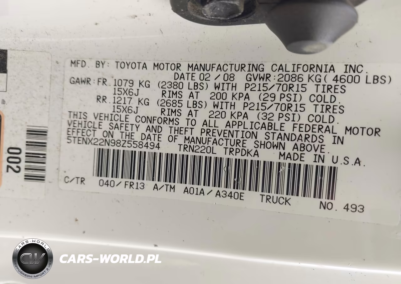 2008 Toyota Tacoma VIN:5TENX22N98Z558494 - 9