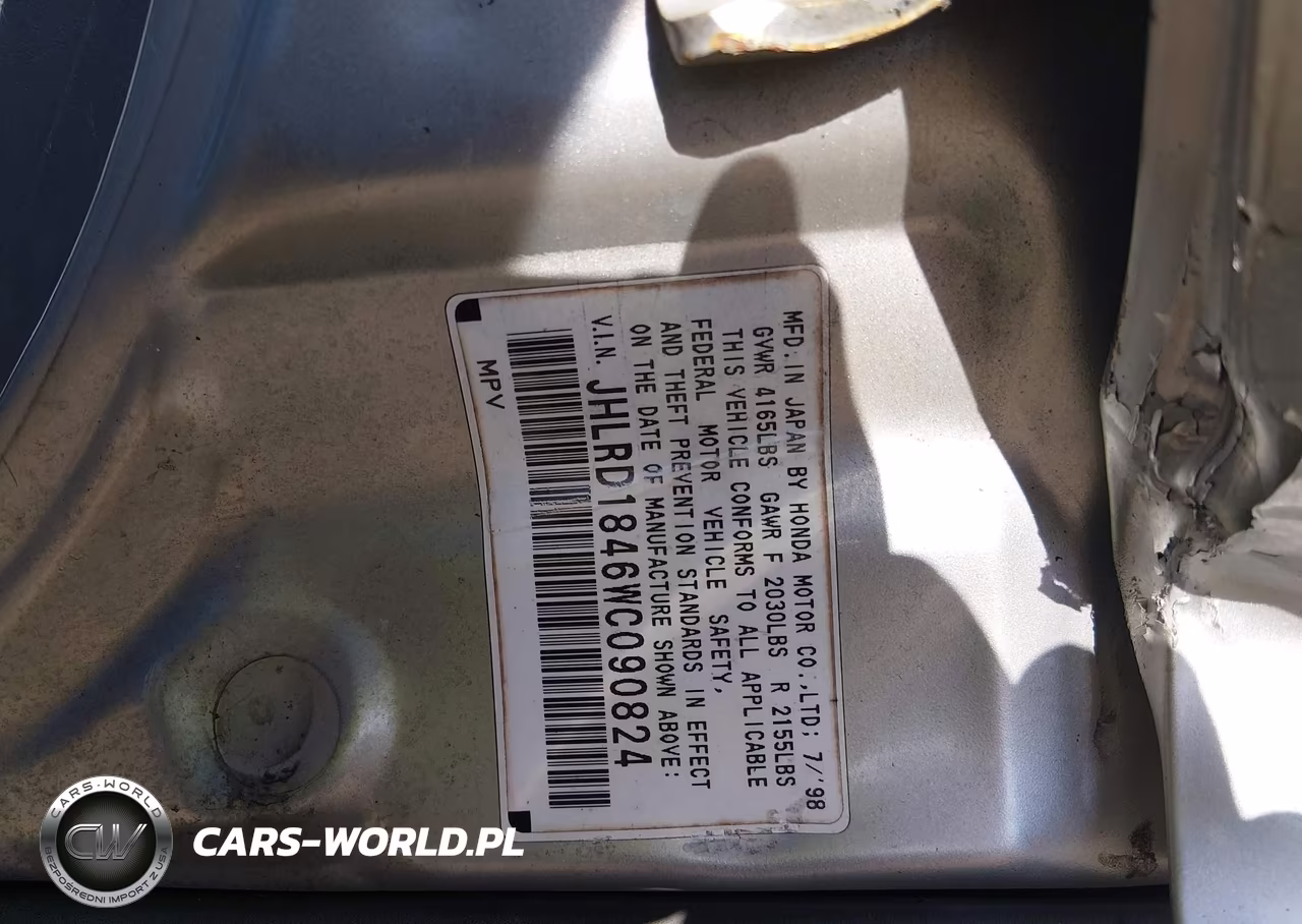 1998 Honda Cr-V Lx VIN:JHLRD1846WC090824 - 9