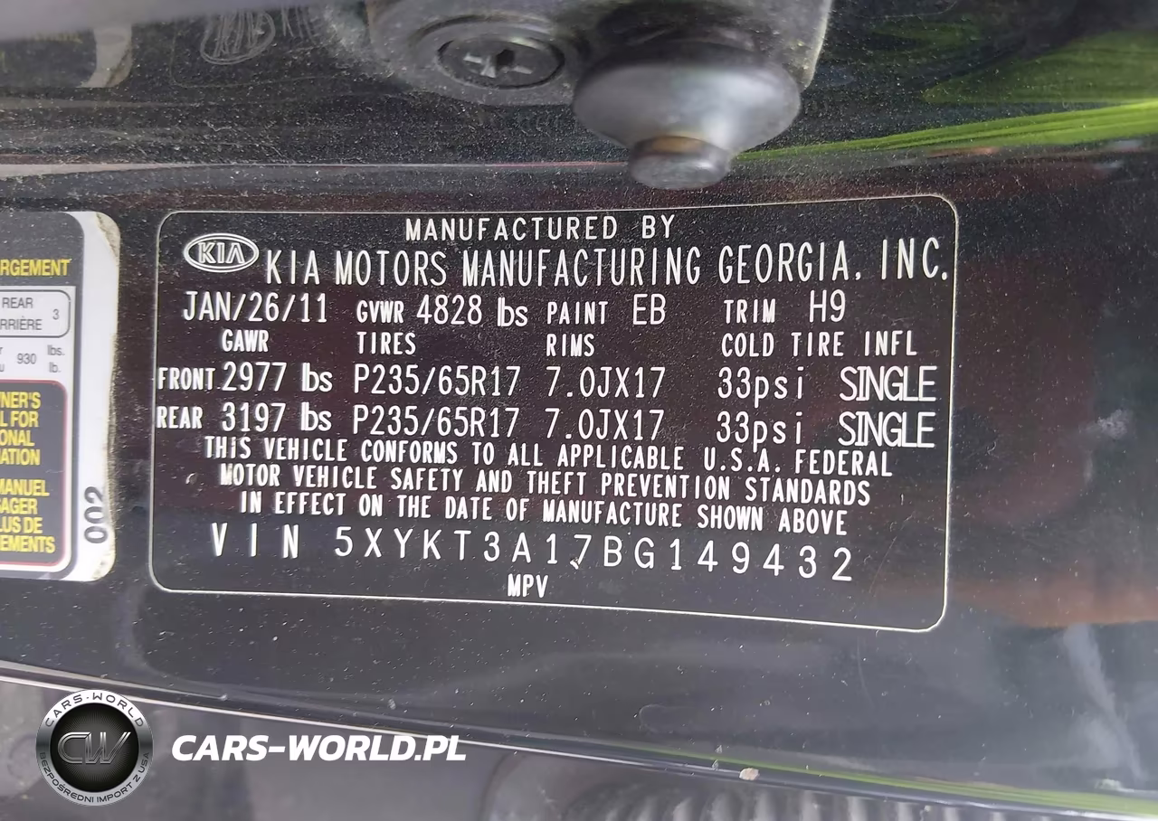 2011 Kia Sorento VIN:5XYKT3A17BG149432 - 9