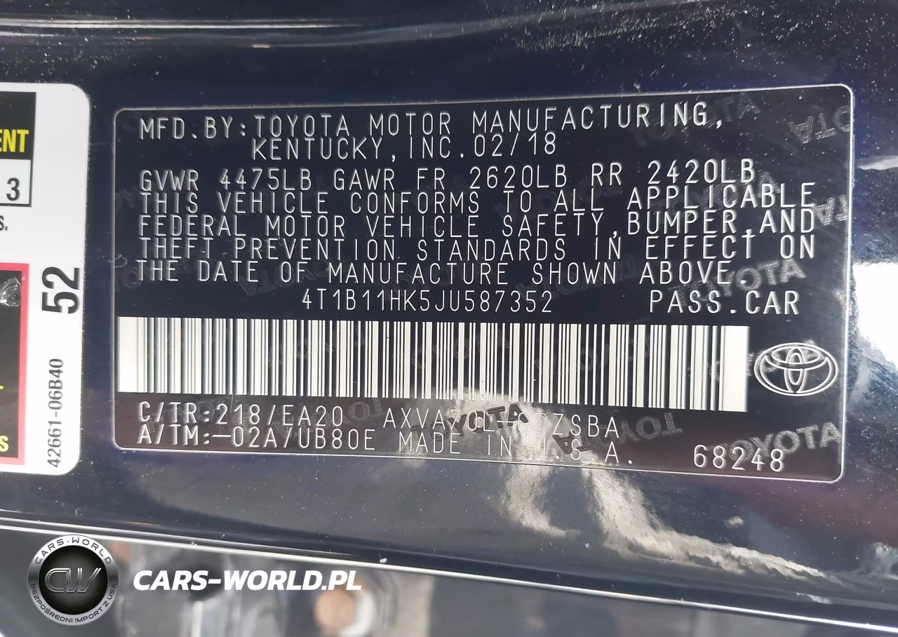 2018 Toyota Camry Se VIN:4T1B11HK5JU587352 - 9