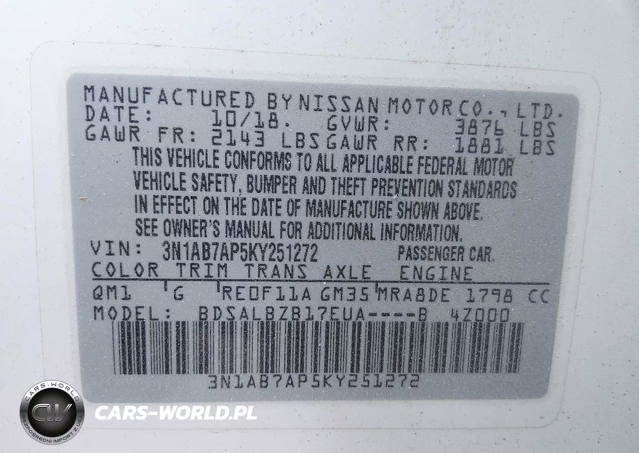 2019 Nissan Sentra S VIN:3N1AB7AP5KY251272 - 9