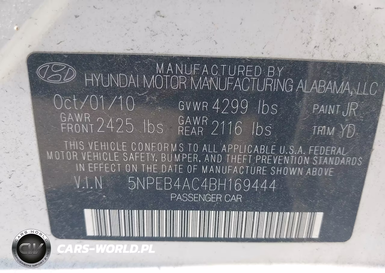 2011 Hyundai Sonata Gls VIN:5NPEB4AC4BH169444 - 9
