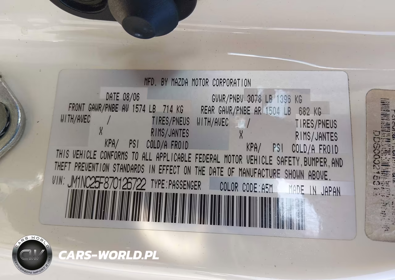 2007 Mazda Mx-5 Grand Touring VIN:JM1NC25F870126722 - 9