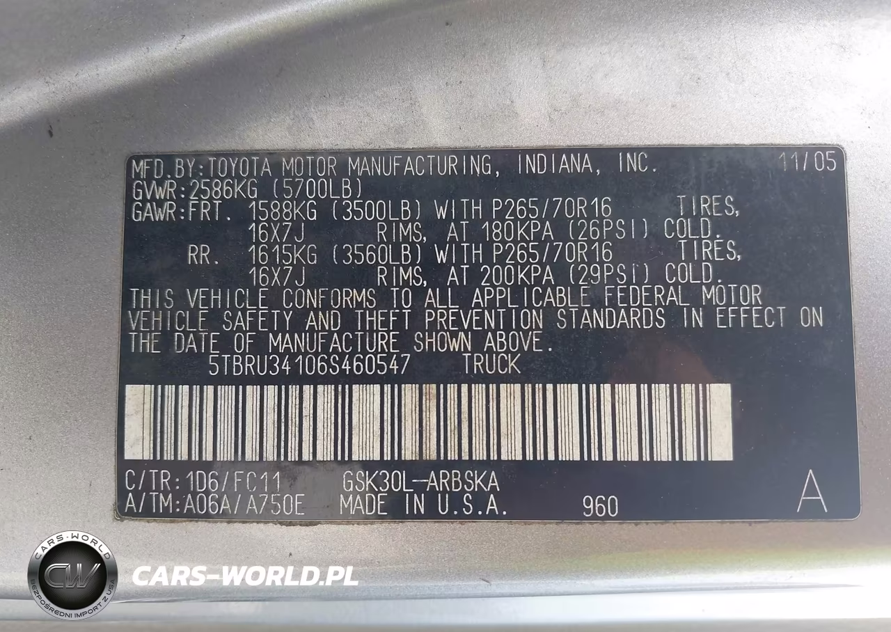 2006 Toyota Tundra Sr5 VIN:5TBRU34106S460547 - 9