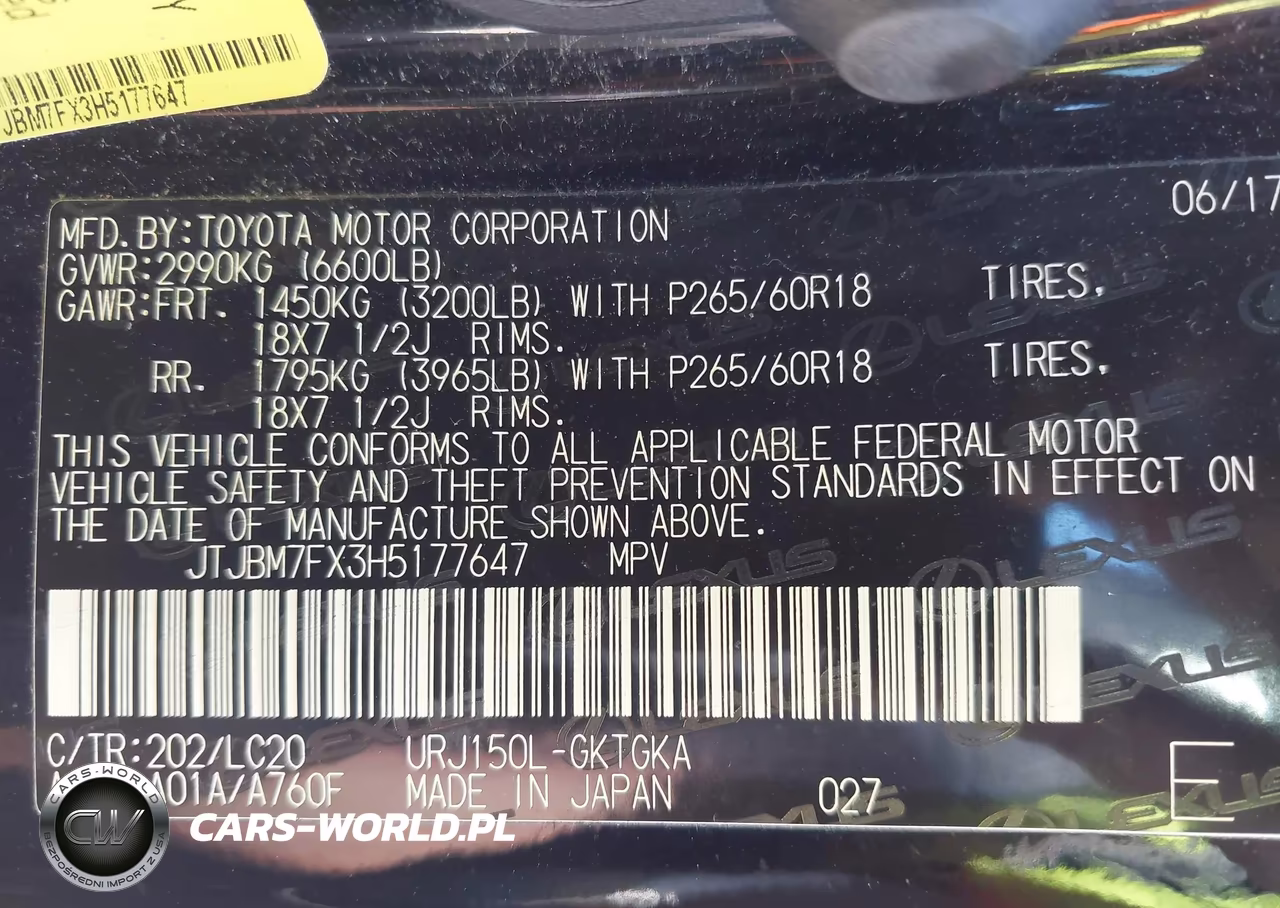 2017 Lexus Gx 460 VIN:JTJBM7FX3H5177647 - 9