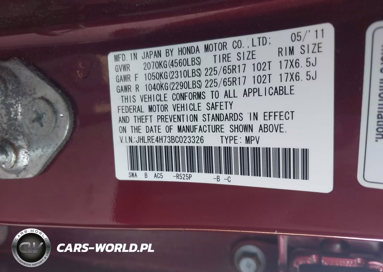 2011 Honda Cr-V Ex-L VIN:JHLRE4H73BC023326 - 9