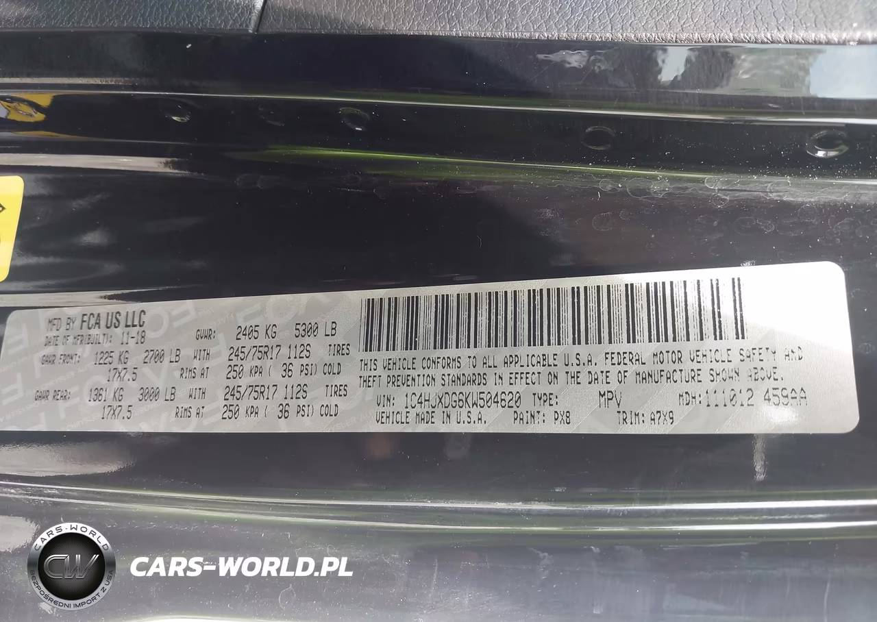 2019 Jeep Wrangler Unlimited Sport S 4X4 VIN:1C4HJXDG6KW504620 - 9