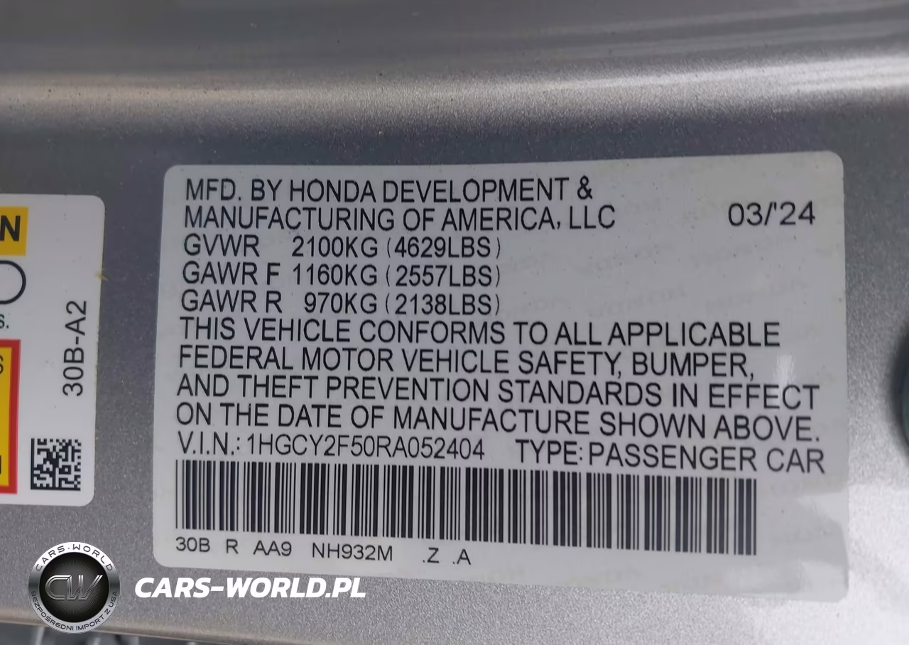 2024 Honda Accord Hybrid Sport VIN:1HGCY2F50RA052404 - 9