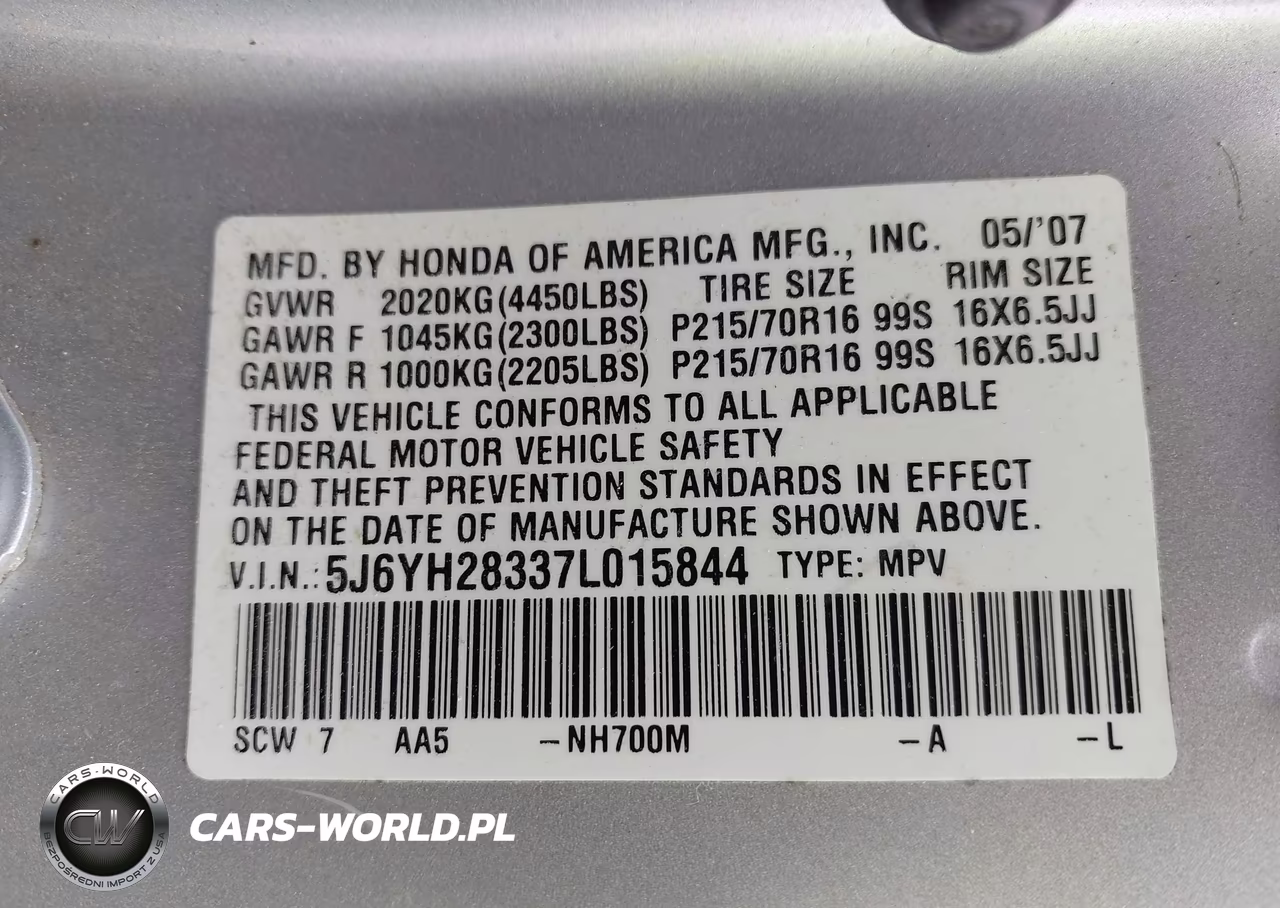 2007 Honda Element Lx VIN:5J6YH28337L015844 - 9