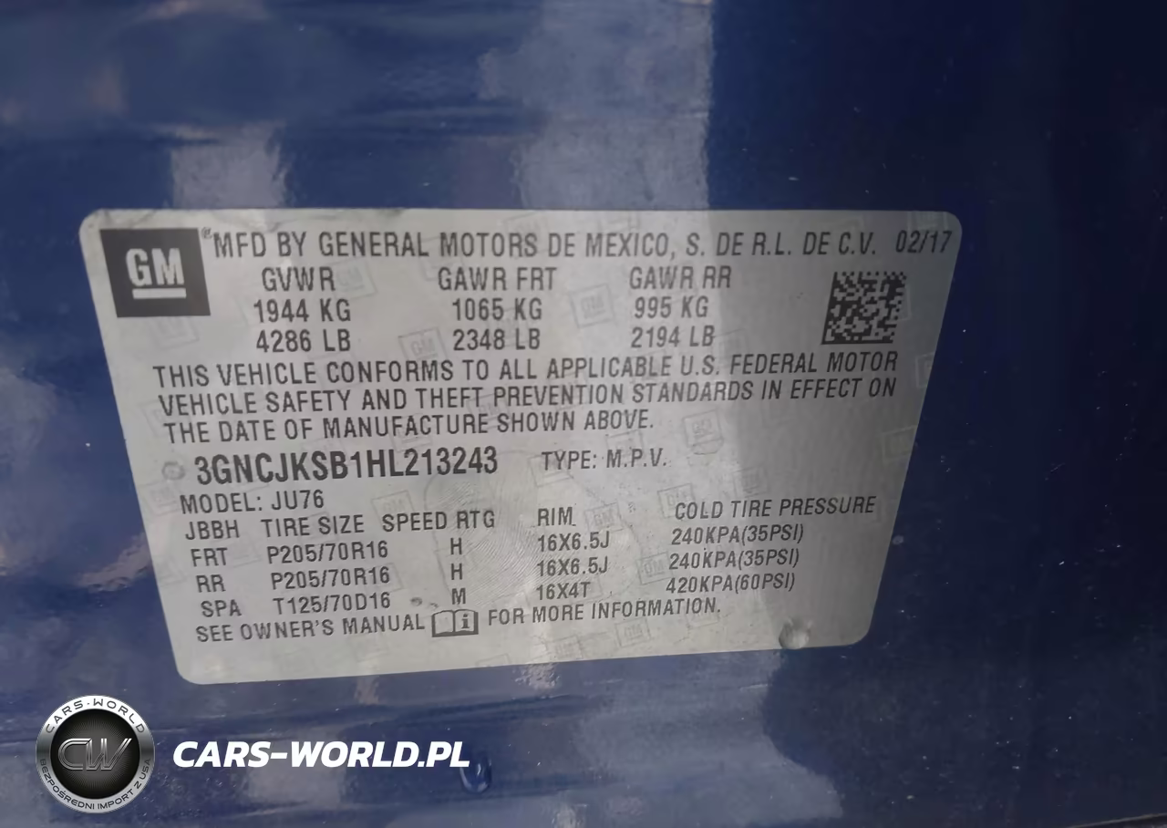 2017 Chevrolet Trax Ls VIN:3GNCJKSB1HL213243 - 9