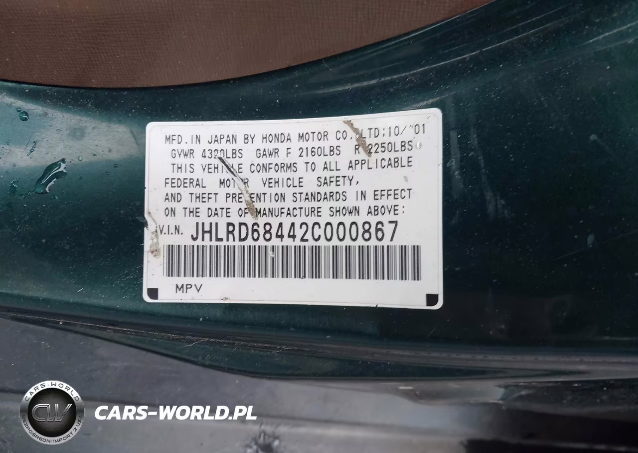 2002 Honda Cr-V Lx VIN:JHLRD68442C000867 - 9