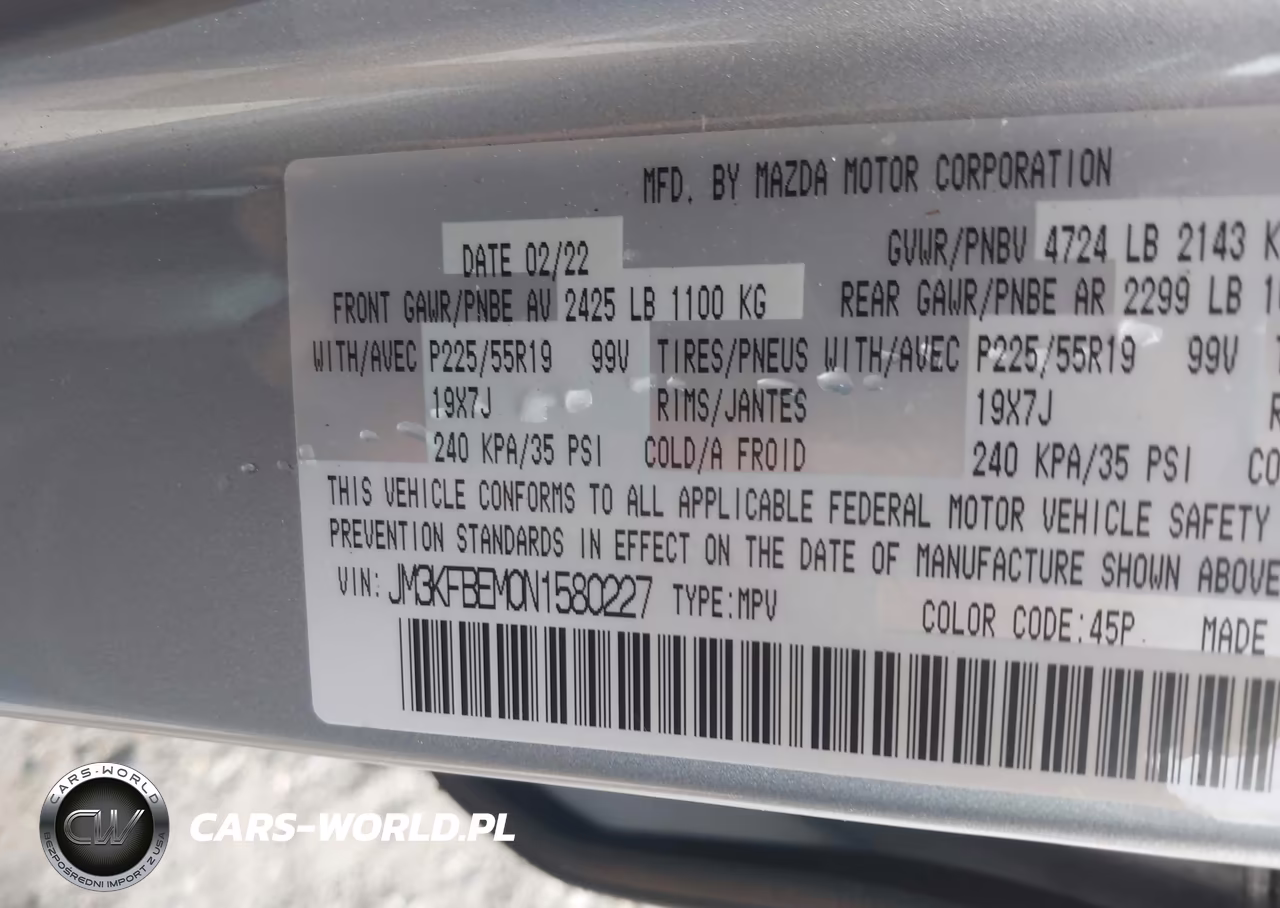 2022 Mazda Cx-5 2.5 S Premium Plus VIN:JM3KFBEM0N1580227 - 9
