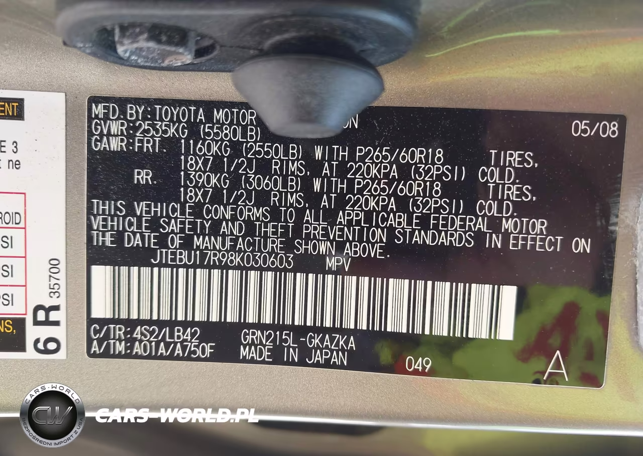 2008 Toyota 4Runner Limited V6 VIN:JTEBU17R98K030603 - 9