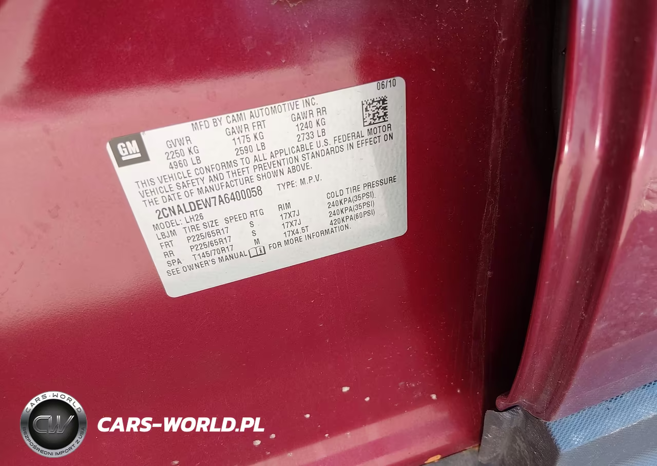 2010 Chevrolet Equinox Lt VIN:2CNALDEW7A6400058 - 9