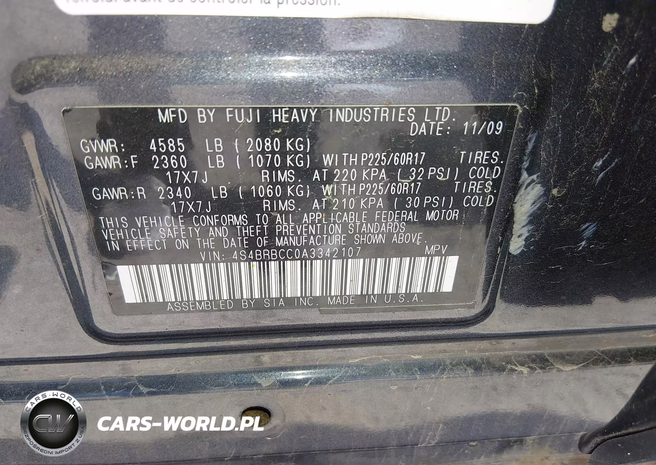 2010 Subaru Outback 2.5I Premium VIN:4S4BRBCC0A3342107 - 9