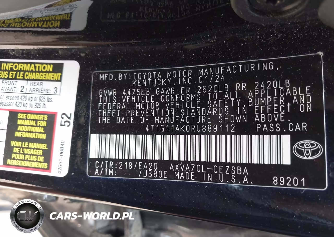 2024 Toyota Camry Se VIN:4T1G11AK0RU889112 - 9