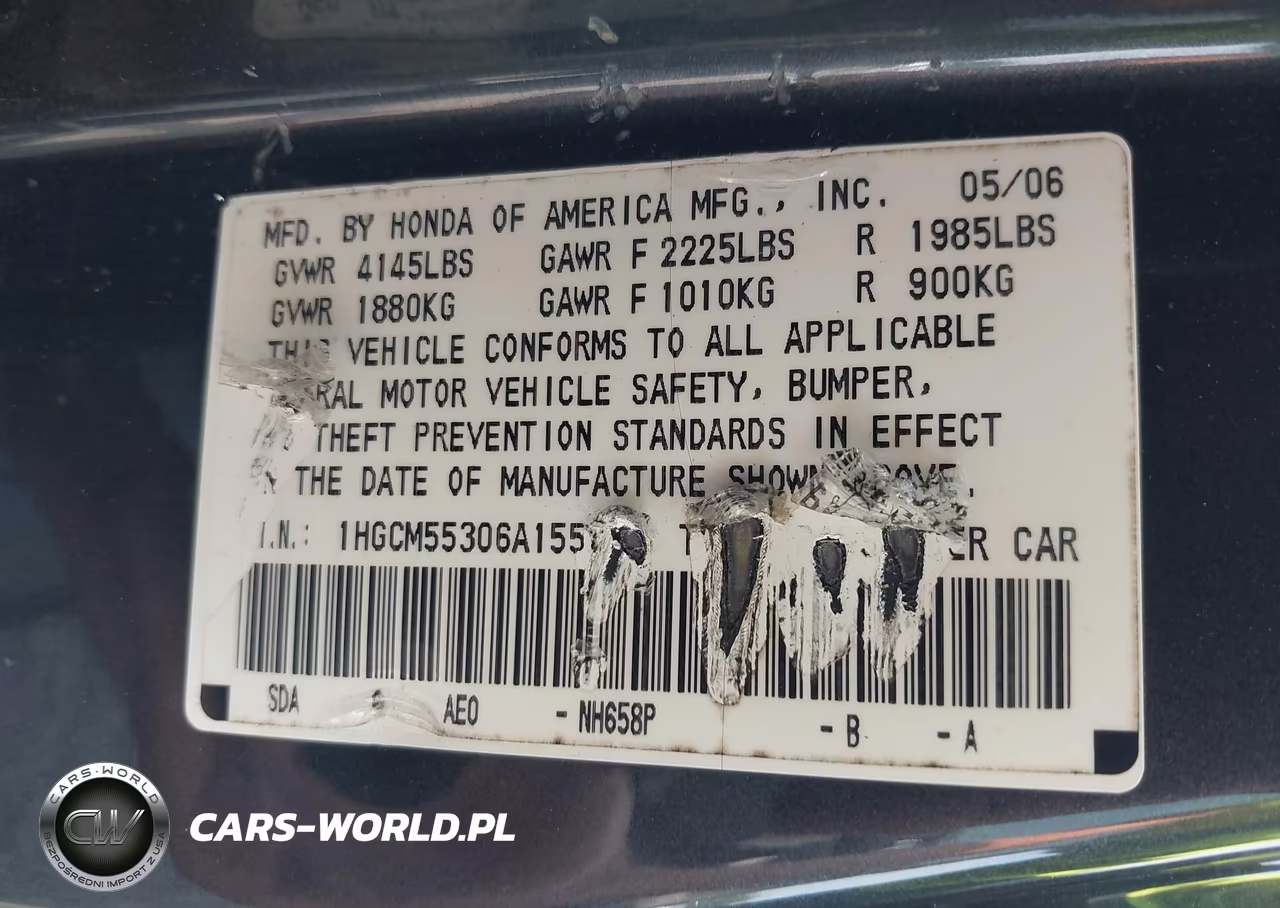 2006 Honda Accord 2.4 Se VIN:1HGCM55306A155220 - 9