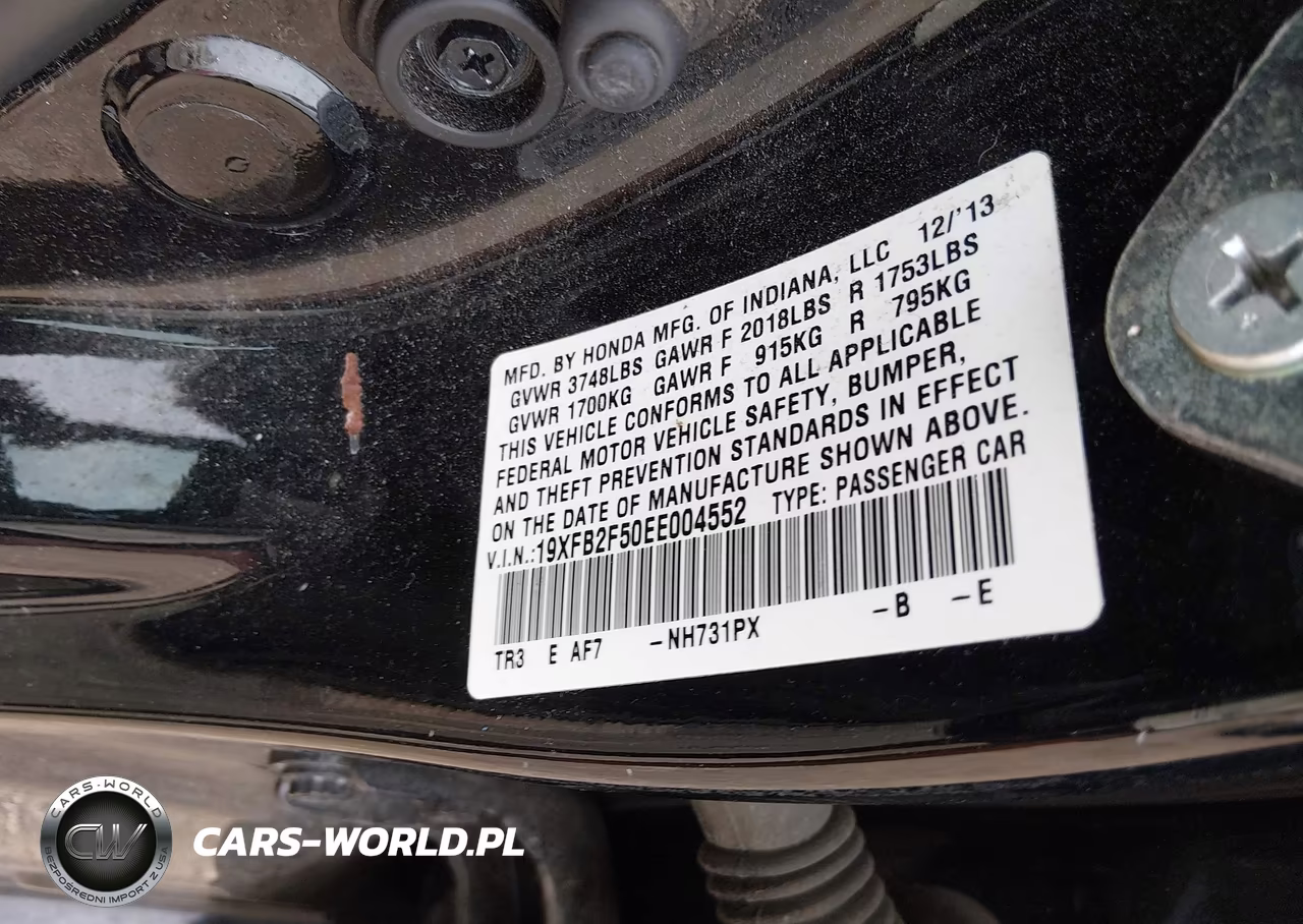 2014 Honda Civic Lx VIN:19XFB2F50EE004552 - 9