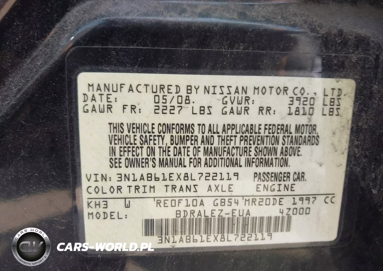 2008 Nissan Sentra 2.0 S VIN:3N1AB61EX8L722119 - 9