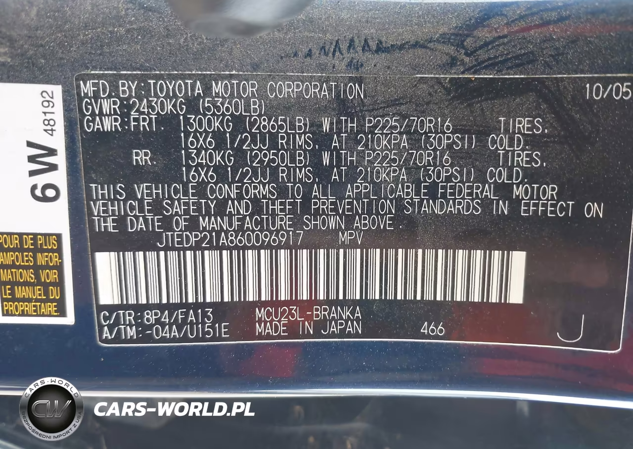 2006 Toyota Highlander V6 VIN:JTEDP21A860096917 - 9