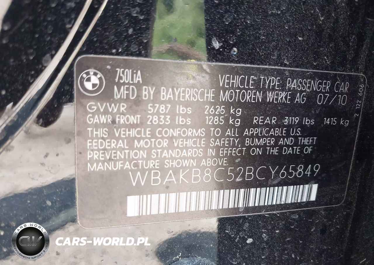 2011 BMW 750Li VIN:WBAKB8C52BCY65849 - 9