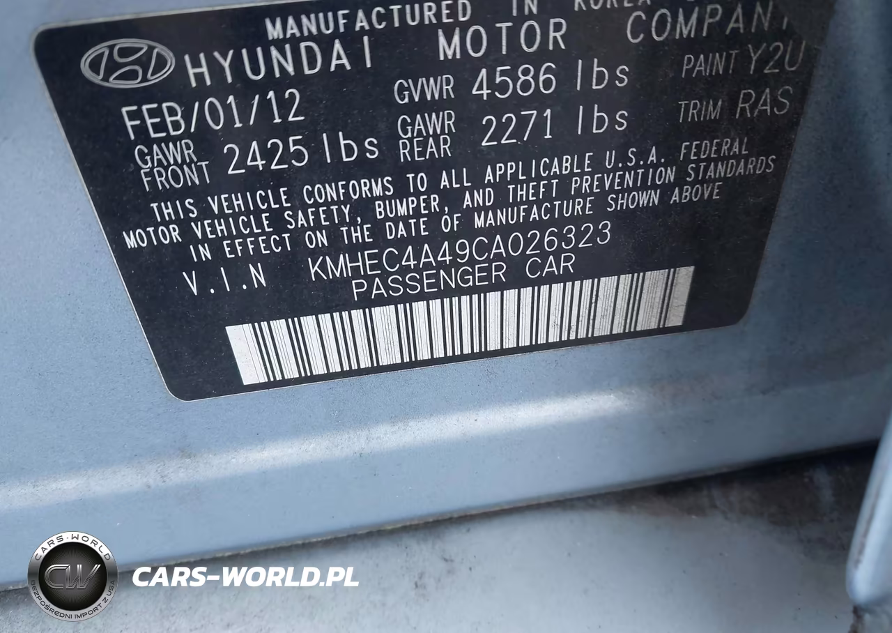 2012 Hyundai Sonata Hybrid VIN:KMHEC4A49CA026323 - 9