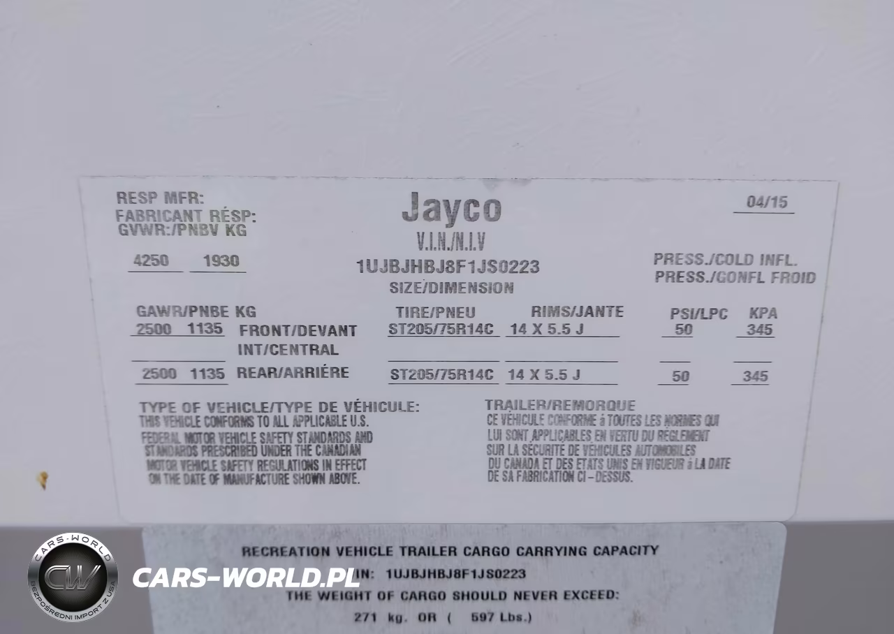 2015 Jayco Camper Trailer VIN:1UJBJHBJ8F1JS0223 - 9