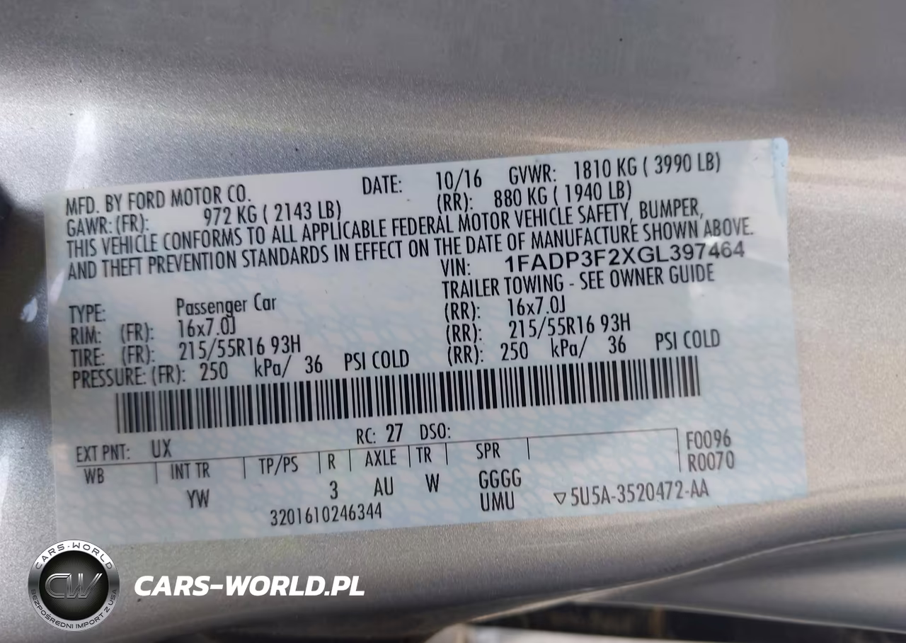 2016 Ford Focus Se VIN:1FADP3F2XGL397464 - 9