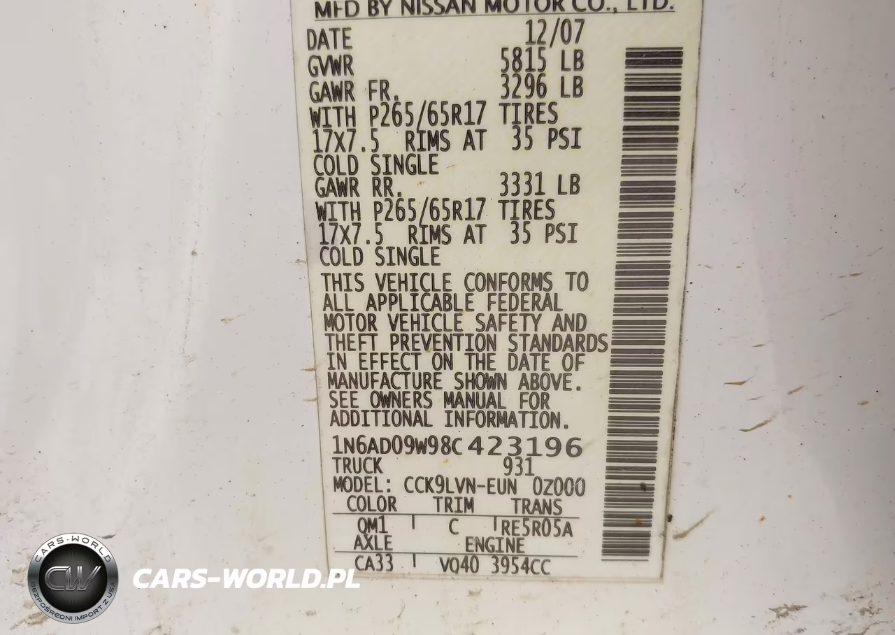 2008 Nissan Frontier Le VIN:1N6AD09W98C423196 - 9